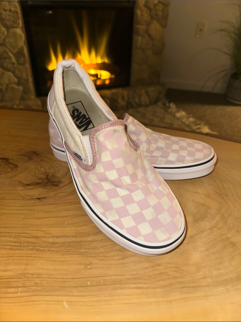 🩷🤍🩷🤍Vans Women’s Slip-On Checkerboard Sneakers - Pink & White